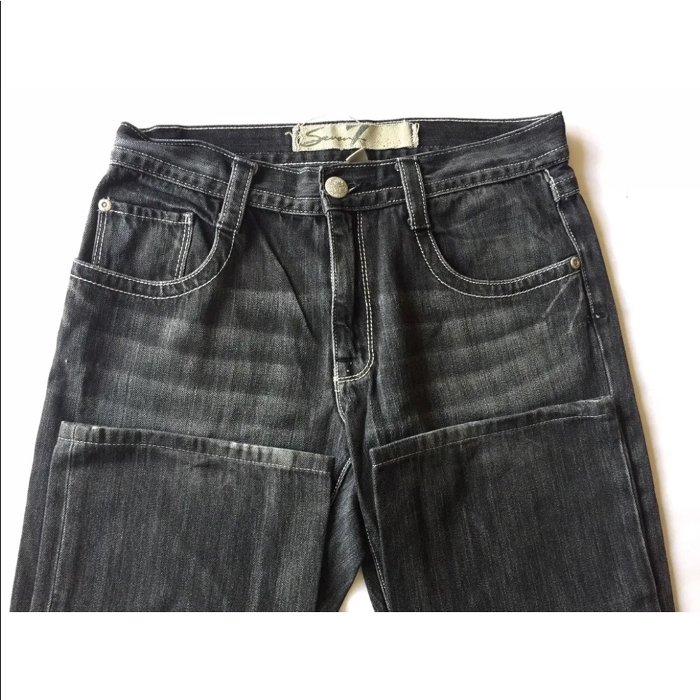 Seven7 Men’s Jeans Faded Black Denim Straight Cut 32